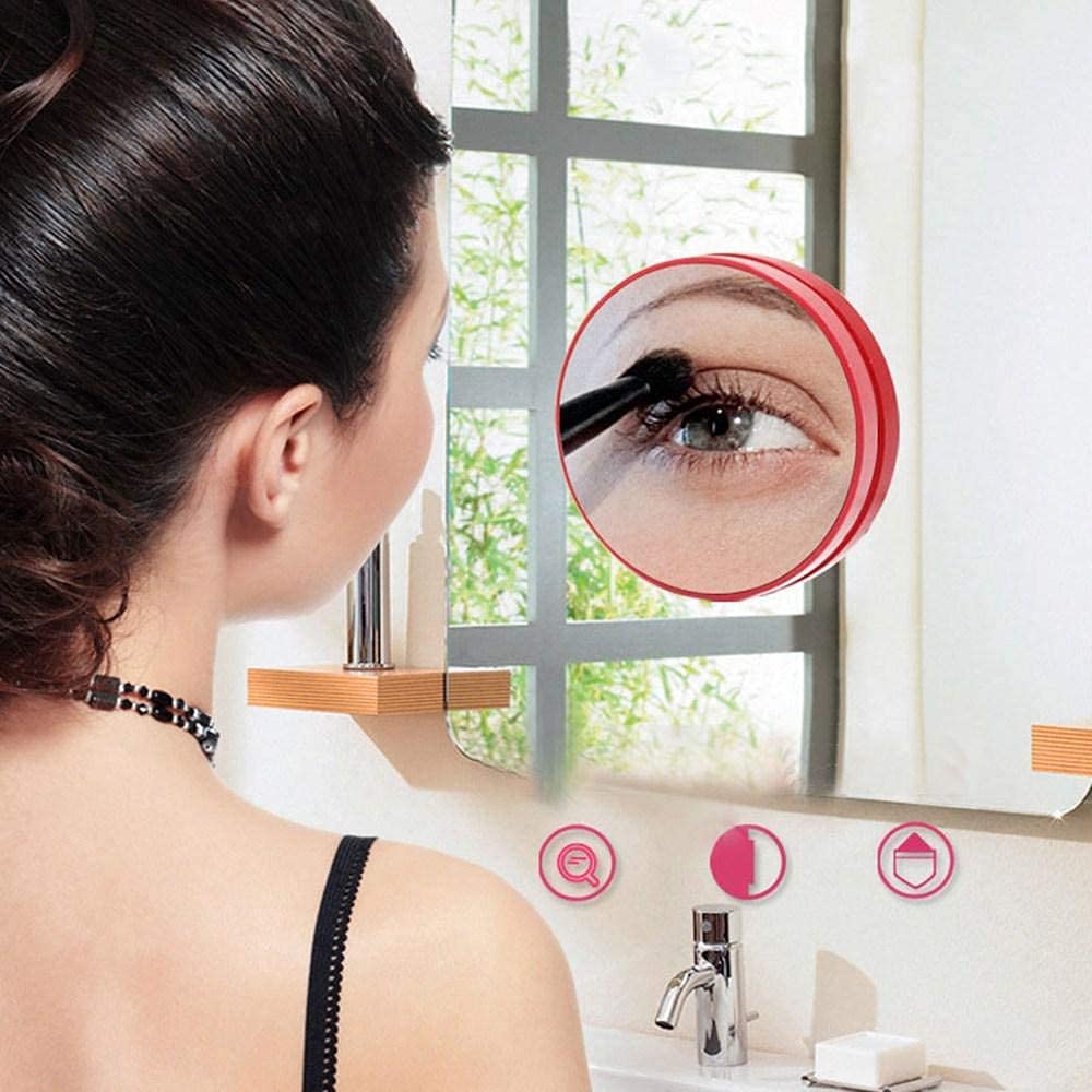 BTORER 15X Magnifying Mirror for Makeup & Skincare - Detachable with Suction Cups for Bathroom & Travel