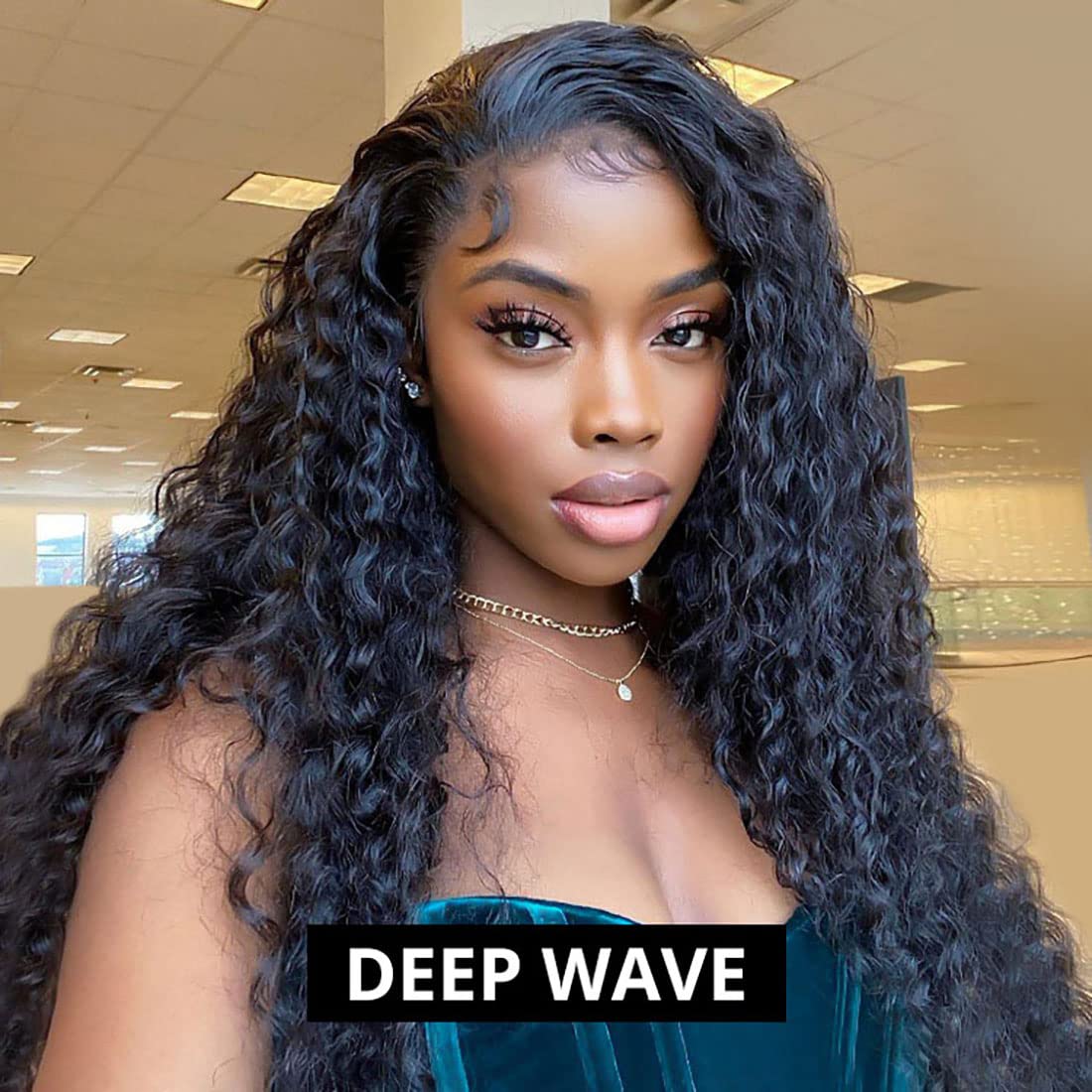13x4 Deep Wave Lace Front Wigs Human Hair - Pre Plucked with Baby Hair for Black Women | 20 Inch Wet & Wavy Curly Lace Frontal Wig | Perfect for Daily Wear, Parties, Weddings & Special Occasions