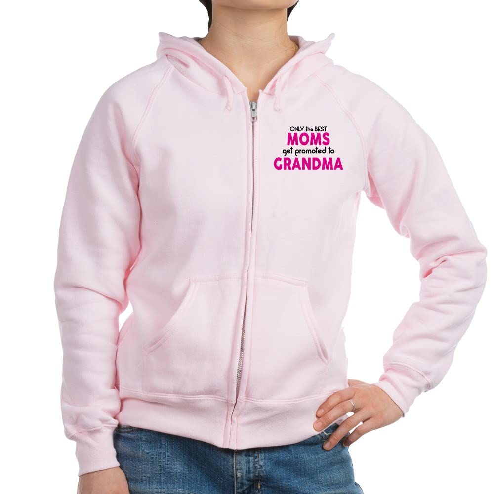 Best Moms Get Promoted to Grandma Zip Hoodie - Comfortable & Stylish Sweatshirt for Grandmothers - Perfect for Family Gatherings & Special Occasions