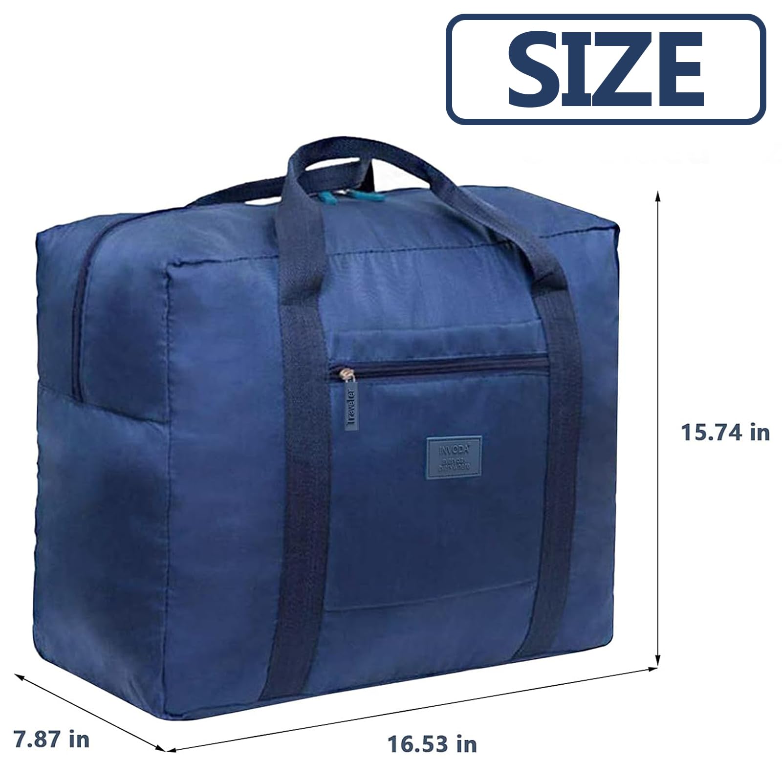 Lightweight Foldable Waterproof Travel Duffel Bag for Women & Men - Carry On Luggage, Weekender Overnight Bag (Blue) | Perfect for Gym, Beach Trips & Weekend Getaways