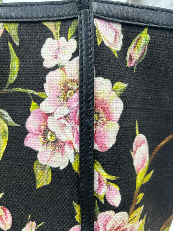 Dolce & Gabbana Floral Print Canvas & Leather Tote Bag - Women's Designer Handbag for Work, Travel & Everyday Use