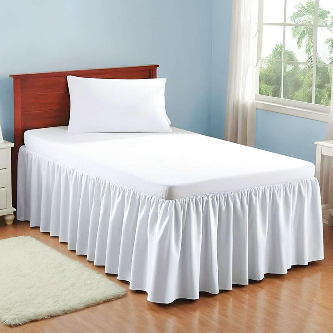 Twin XL Bed Skirt for College Dorm - 42 Inch Drop Microfiber Ruffled Bedding Skirt - Extra Long Twin XL Dorm Room Bed Skirt (White) - Perfect for Dorm Decor & Enhancing Bedroom Aesthetics