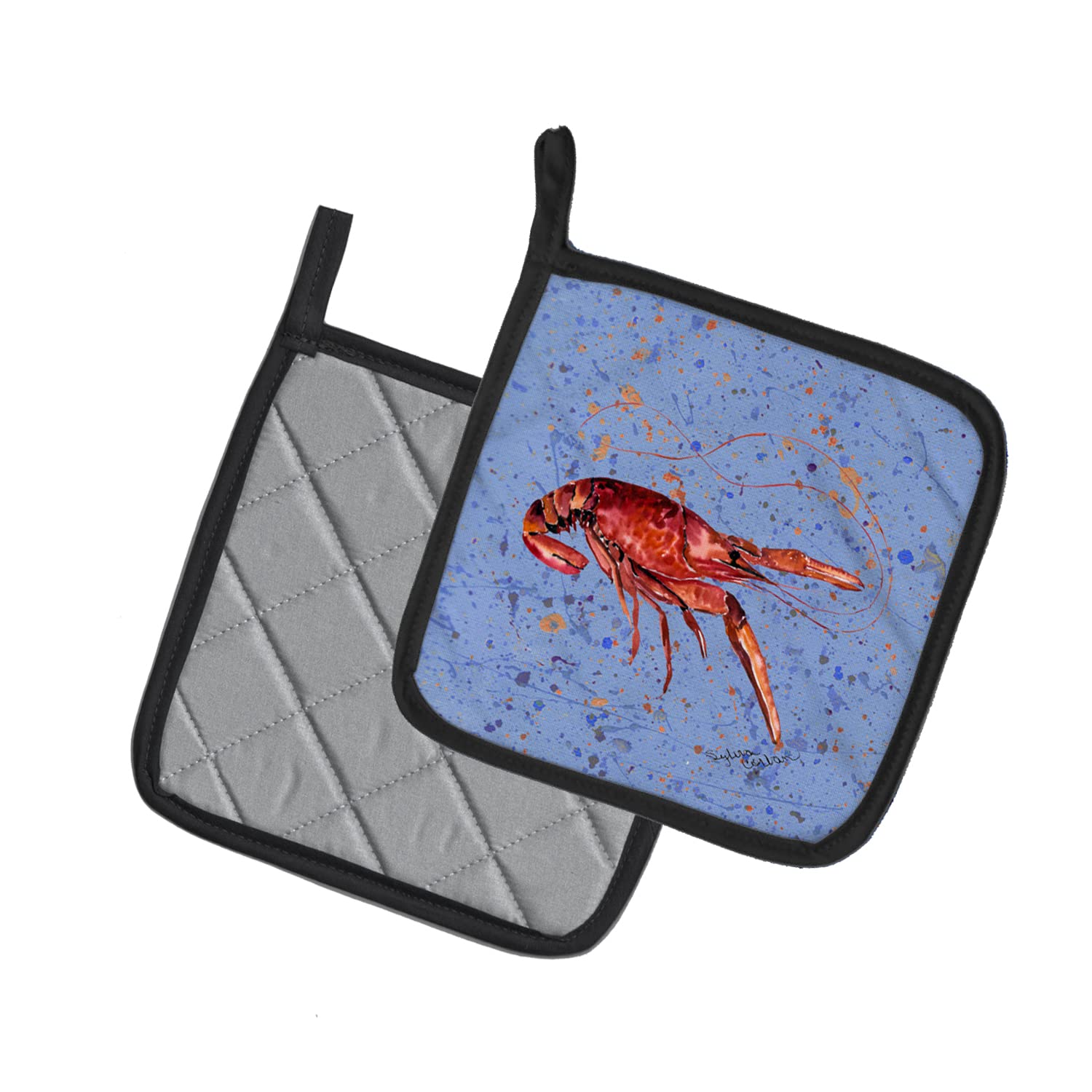 Caroline's Treasures 8458PTHD Crawfish Pot Holders Set - Heat Resistant Kitchen Oven Mitts for Cooking, Baking & BBQ (7.5