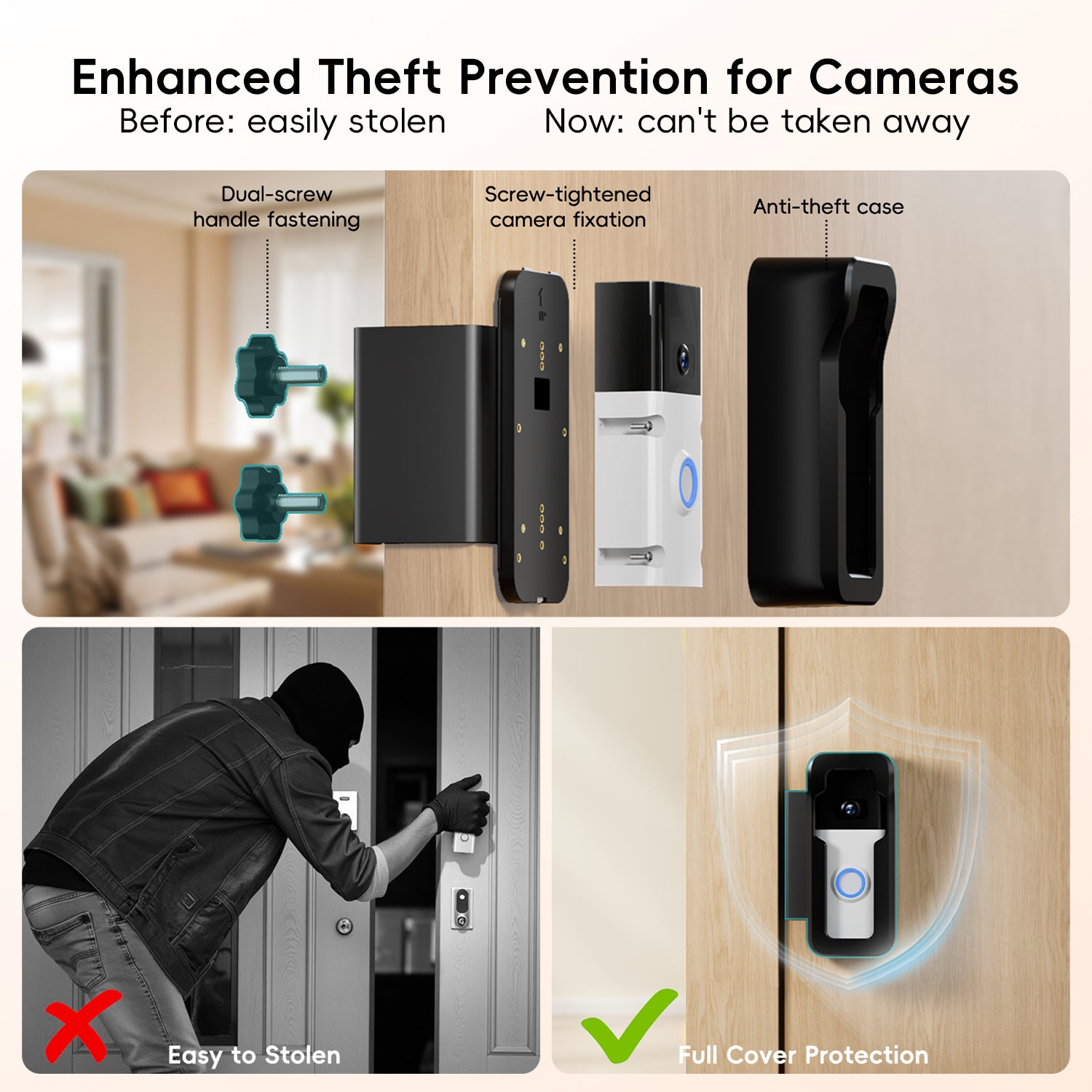ZUMIMALL Anti-Theft Video Doorbell Mount - Secure & Easy Installation for Most Doorbells - Perfect for Home Security & Smart Doorbell Setup