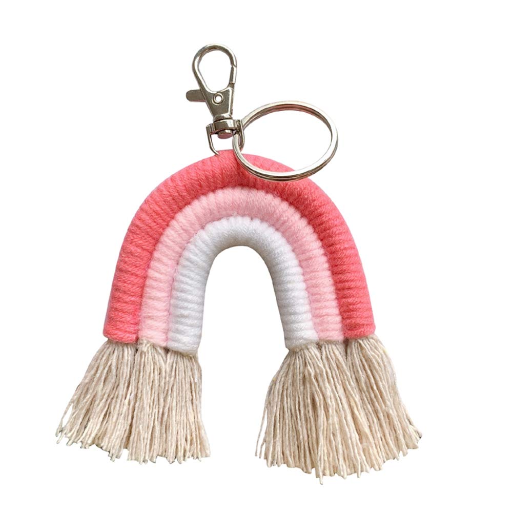 Handwoven Cotton Macrame Tassel Rainbow Keychains - Boho Keyrings for Women, Car Keys, Purse & Wallet Decor - Perfect for Bohemian Style Accessories, Gifts and Everyday Carry Essentials