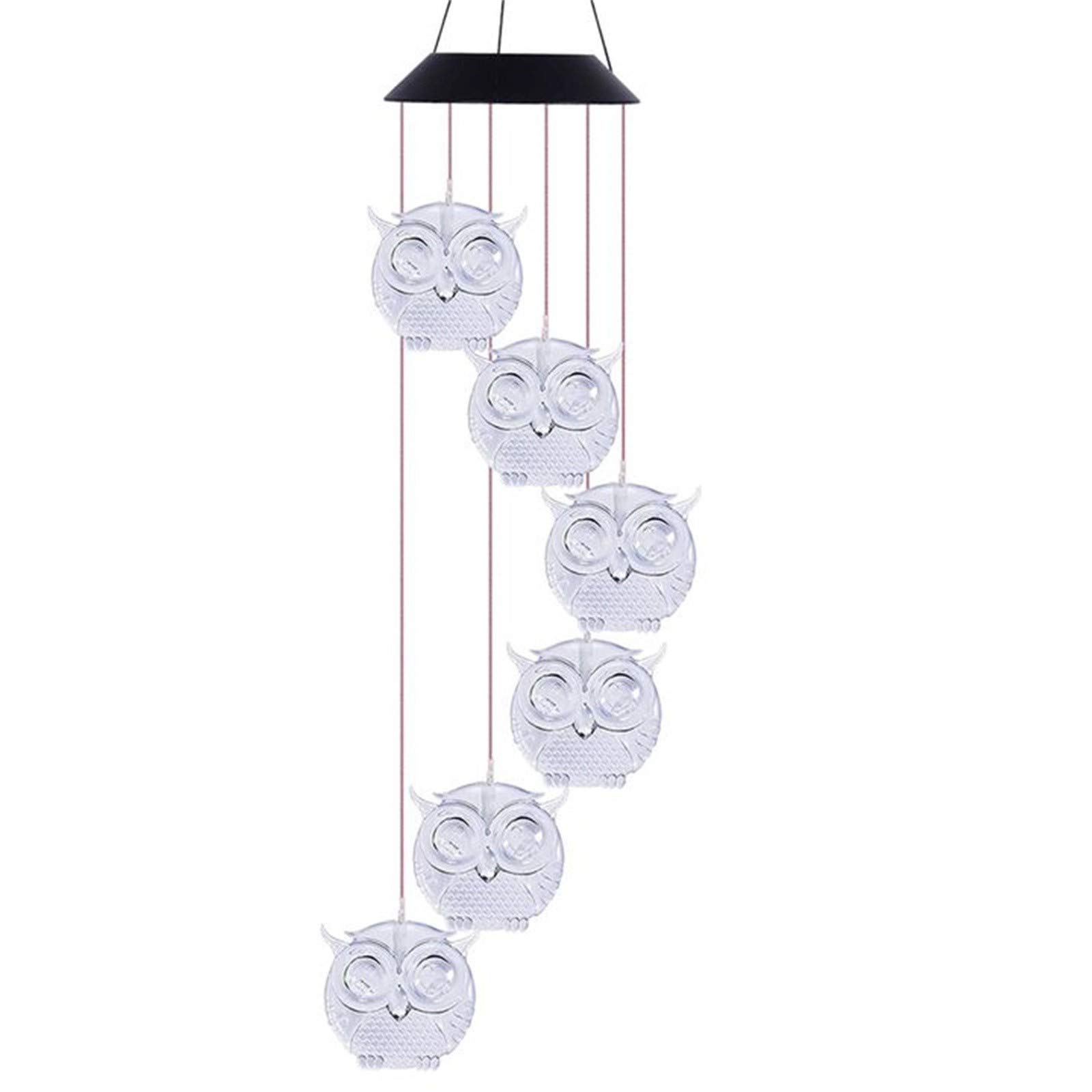 Solar Owl Wind Chimes Outdoor Decor - Color Changing LED Hanging Wind Chime with Animal Design, Perfect Birthday Gift for Mom & Romantic Patio Lights for Garden, Yard, Home Party (Ideal for Outdoor Decorations, Patio Lighting & Unique Gift Giving)
