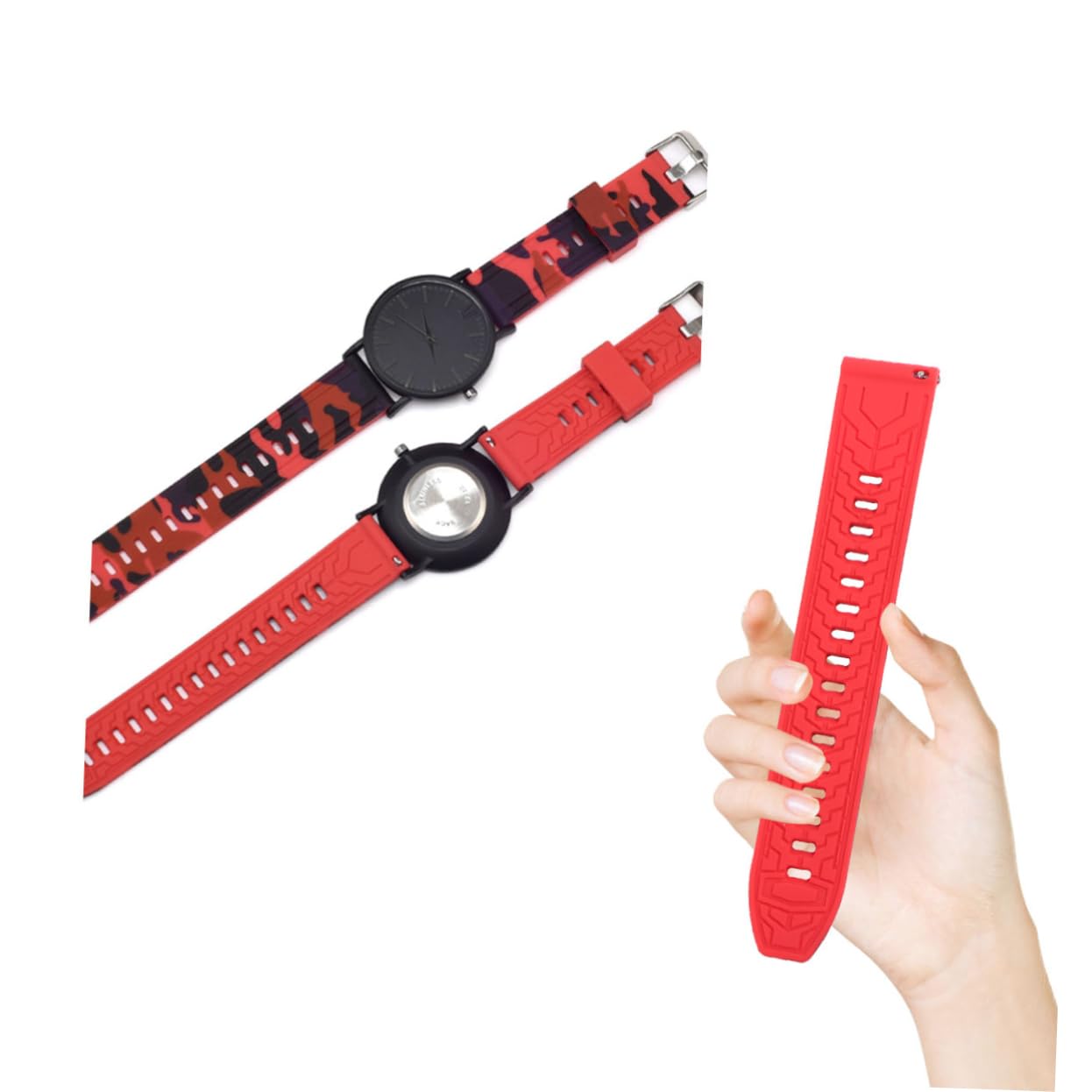 UKCOCO Camouflage Silicone Watch Band - Durable Replacement Strap for Smartwatches & Fitness Trackers - Perfect for Outdoor, Sports & Military Use