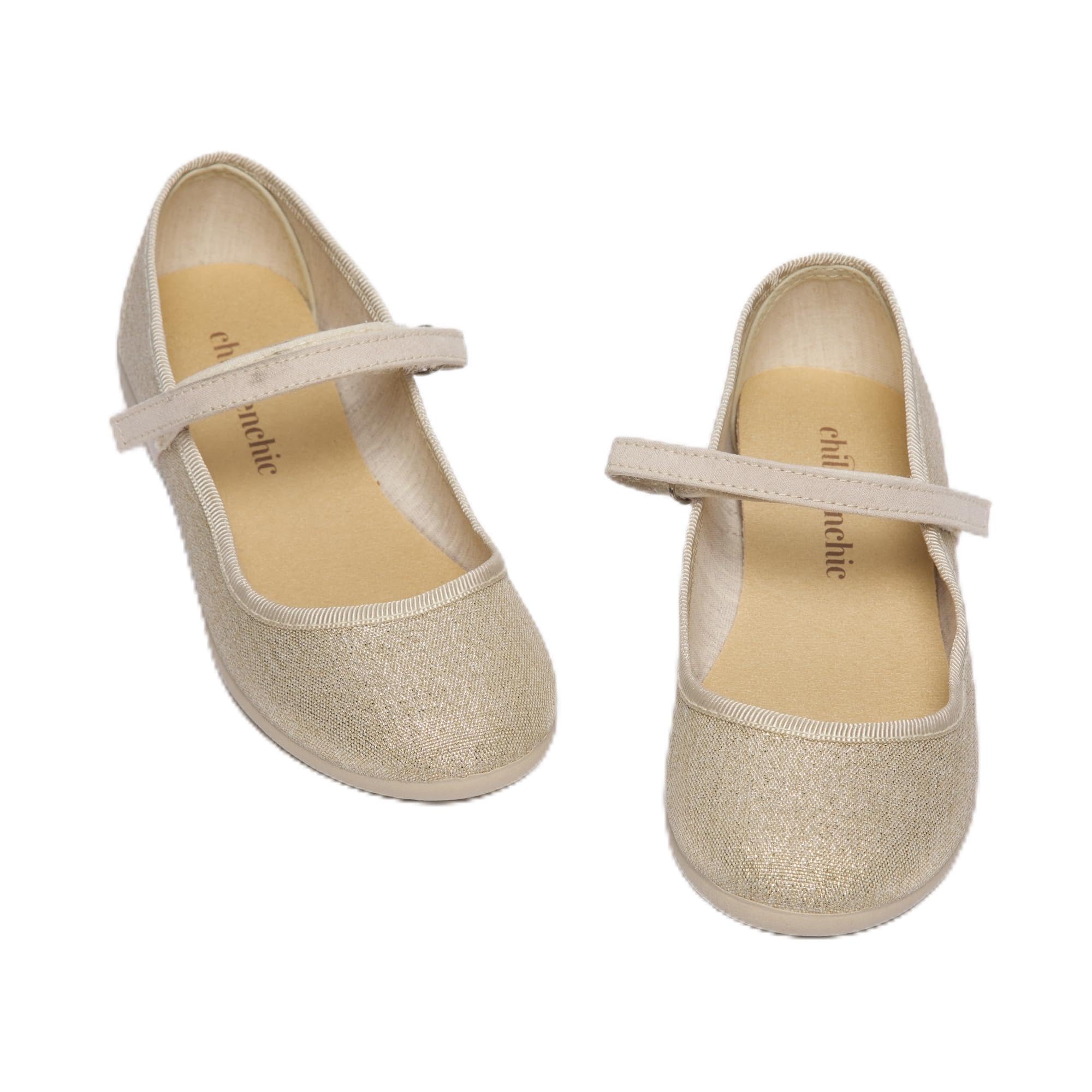 Mary Jane Flats for Girls with Hook & Loop Straps - Comfortable School Shoes, Wedding & Casual Wear in Shimmer Finish | Perfect for Classroom, Special Occasions & Everyday Play