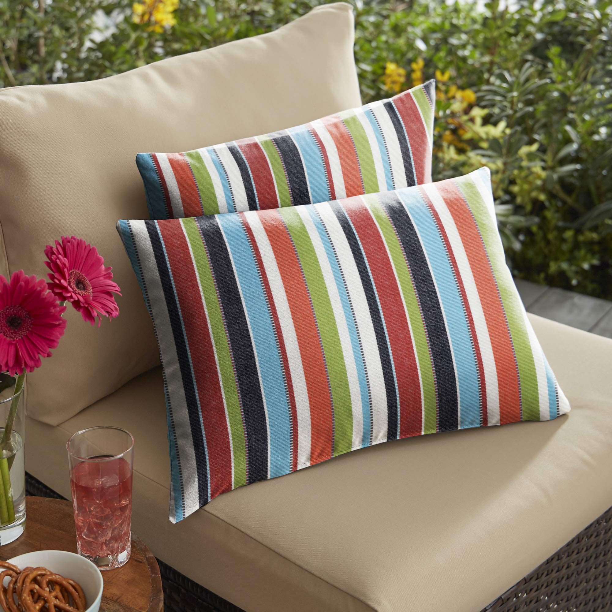 Set of 2 Colorful Carousel Confetti Print Decorative Throw Pillows - 20 Inch Soft Rectangular Cushions for Indoor & Outdoor Use - Perfect for Sofa, Bed, Patio and Home Decor