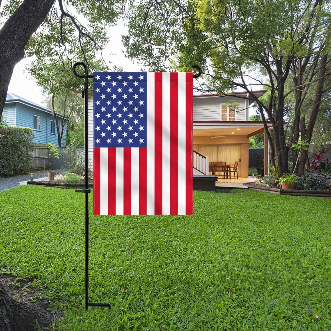 2 Pack USA Garden Flag 12x18 Inch - Double Sided American Flag with 3 Layer Silk Fabric & Reinforced Stitching | Patriotic Yard Decoration for Courtyard, Porch, and Outdoor Decor