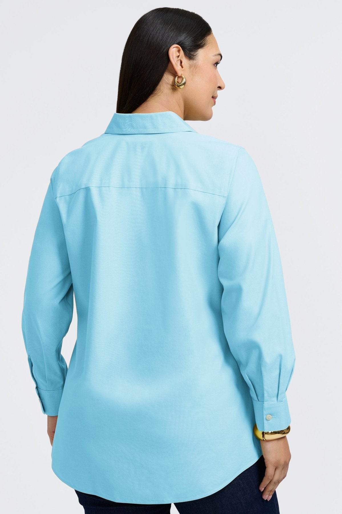 Cici Plus Wrinkle-Free Pinpoint Long Sleeve Tunic Shirt for Women - Perfect for Office Wear & Casual Outfits