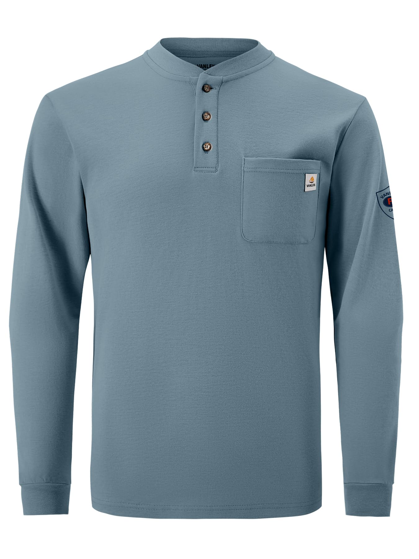 Men's Flame Resistant (FR) Shirts - Lightweight 6.5oz Long Sleeve Henley Shirts | CAT2 NFPA2112 Certified FR Clothing for Work & Outdoor Safety