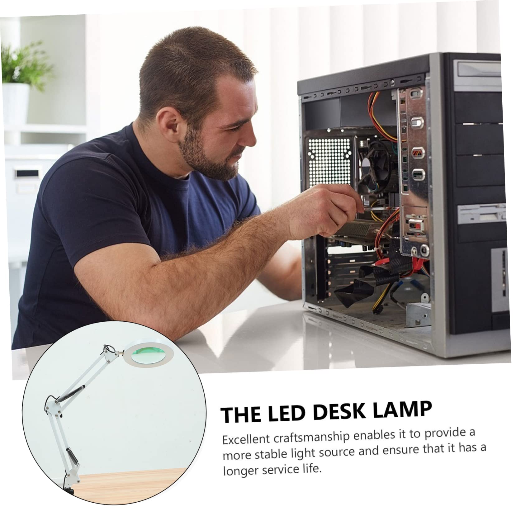 LED Magnifying Lamp with Adjustable Arm - 5X Magnification, Bright Desk Light for Reading, Crafts, Makeup & Beauty - Perfect for Hobbyists, Jewelers & Seniors