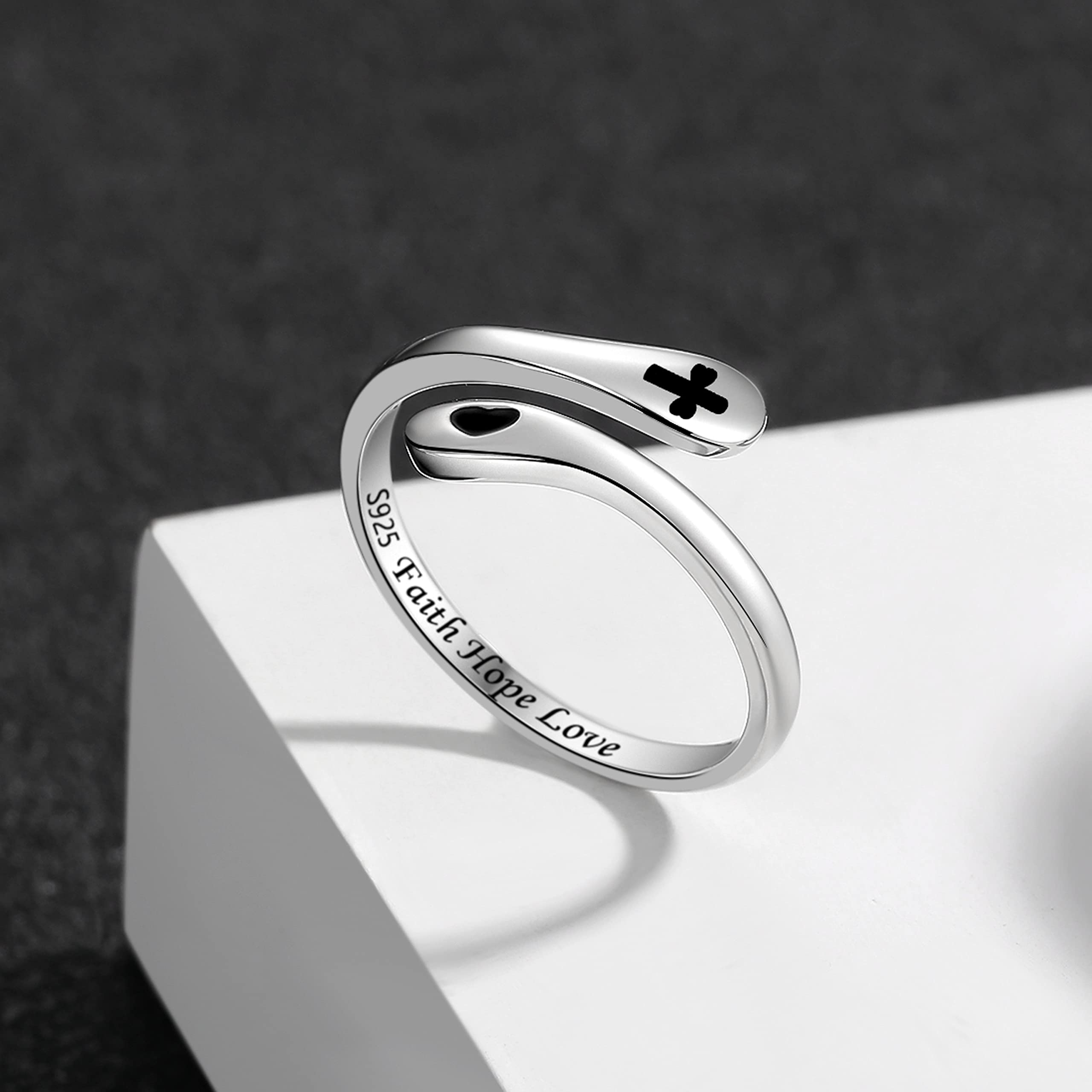 ZOEXUE 925 Sterling Silver Inspirational Adjustable Ring - Motivational Jewelry for Women & Teens - Perfect for Gifts, Daily Wear & Special Occasions