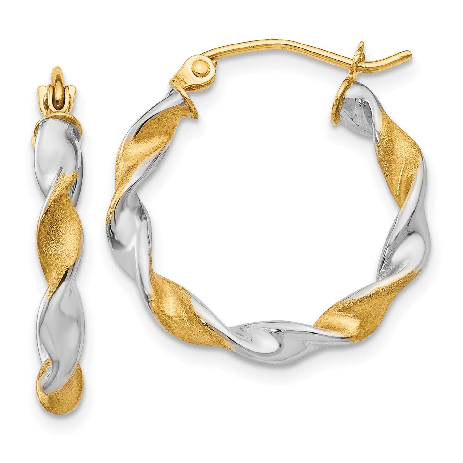 14K White Gold 2.0mm Twisted Hoop Earrings for Women - 22x21mm Dainty Huggie Hoops - Perfect for Everyday Wear, Date Night & Special Occasions