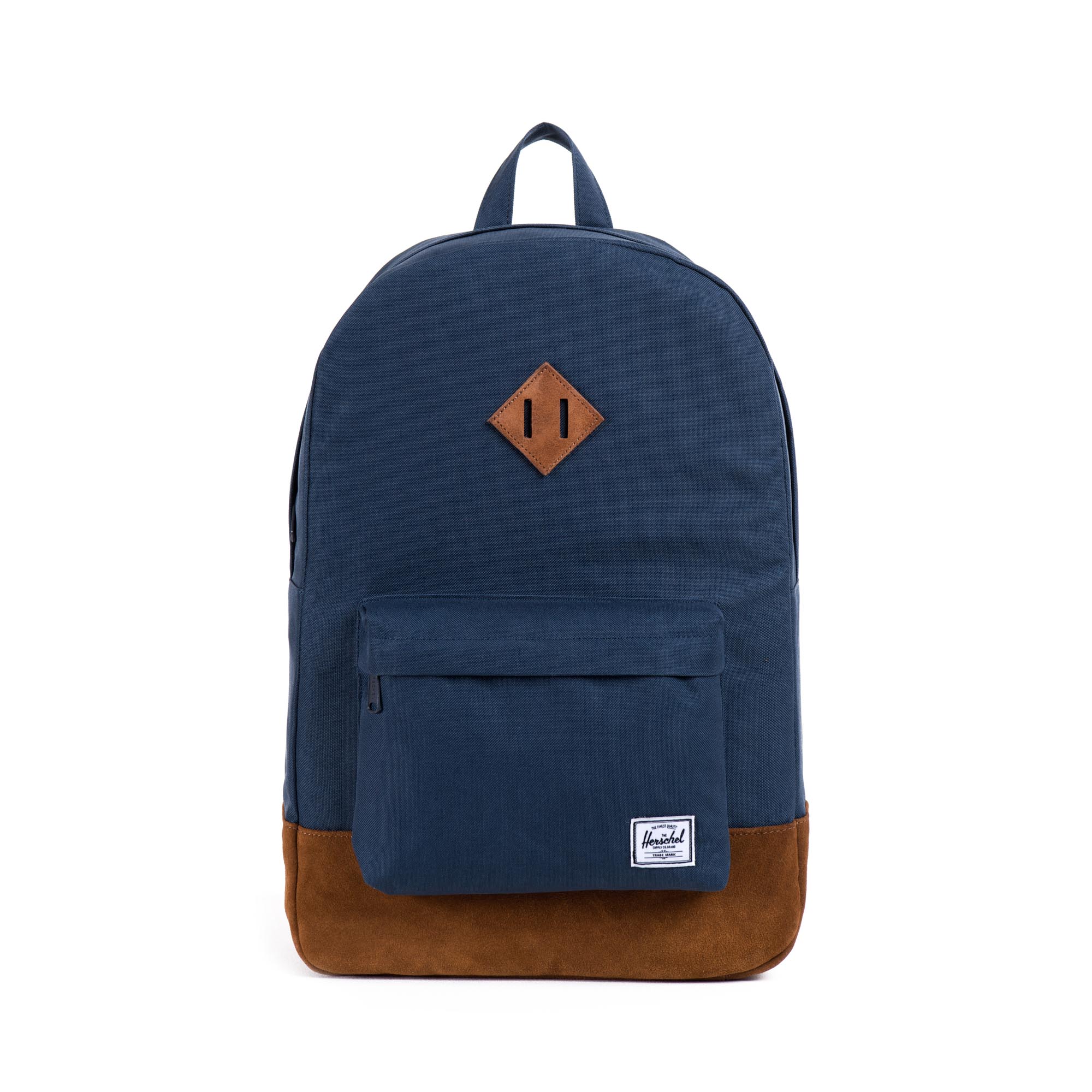Herschel Heritage Suede Backpack for Men & Women - Water-Resistant Laptop Backpack with Padded Sleeve, Navy Blue - Perfect for Work, School, and Travel