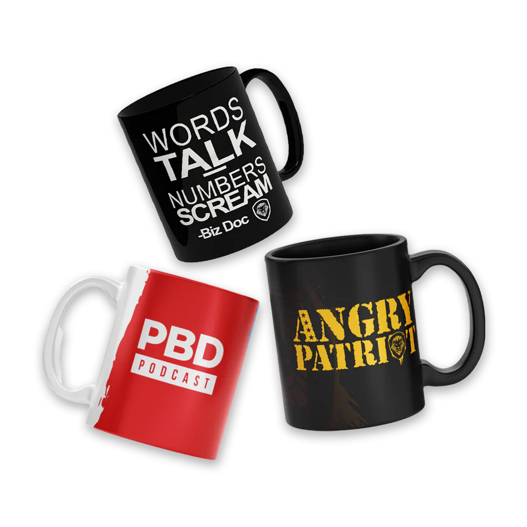 PBD Podcast 3 Piece Coffee Mug Set - Perfect for Podcast Fans, Office Use & Gift Giving