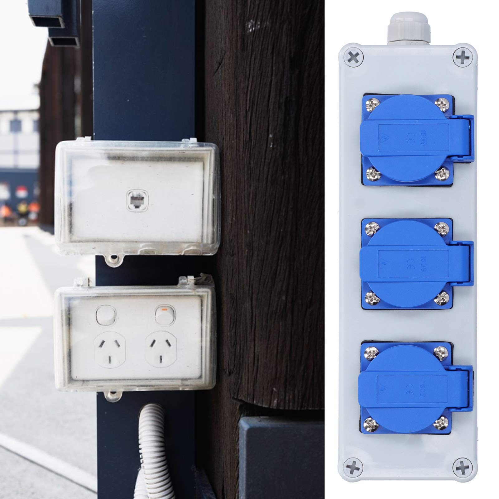 Waterproof Socket Box - Outdoor Electrical Enclosure, Dustproof & Weatherproof for Factory & Residential Power Distribution (3 Outlet Box) - Ideal for Gardens, Patios & Industrial Use