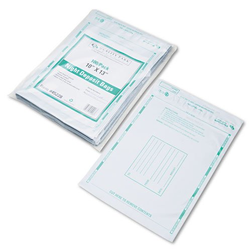 Poly Night Deposit Bags with Tear-Off Receipt - 10 x 13 Inches Opaque Security Bank Deposit Envelopes - Pack of 100 - Ideal for Banks, Retail Stores & Cash Management