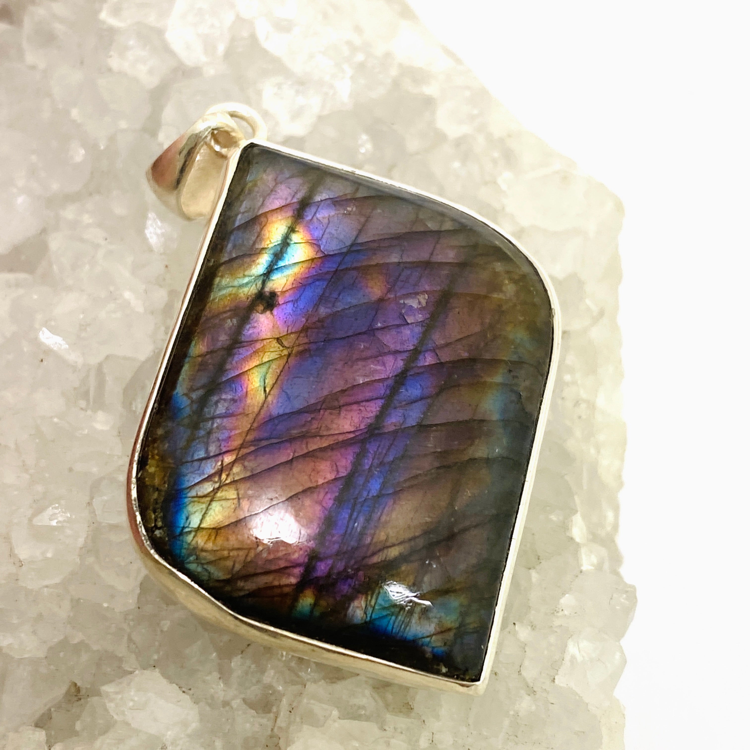 Natural Labradorite Freeform Cabochon Pendant Necklace - Unique Healing Crystal Jewelry for Women - Perfect for Meditation, Energy Work & Spiritual Gifts | KPGJ4872