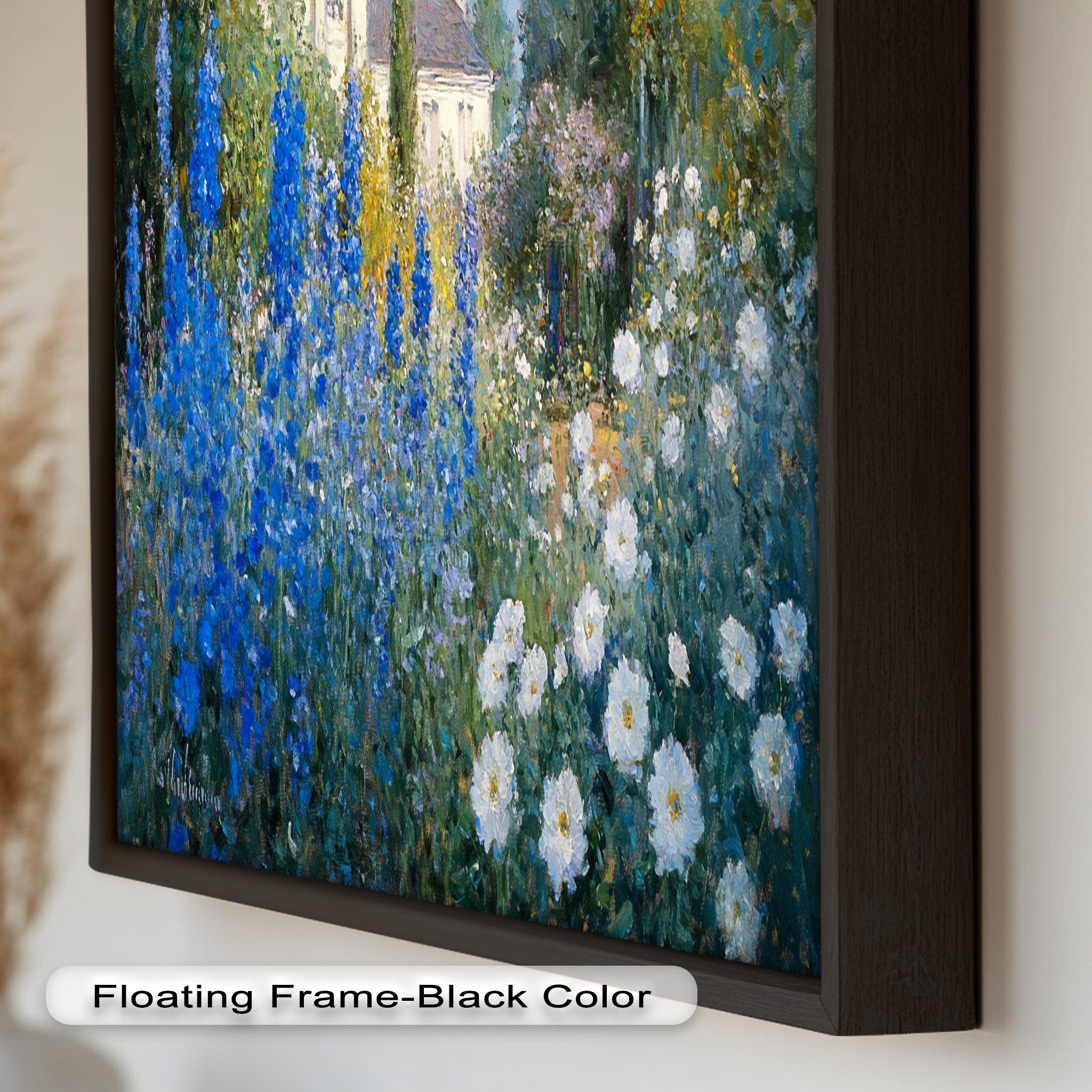 Blue Delphinium Impressionist Oil Painting - Handmade Floral Wall Art for Living Room, Bedroom & Office Decor