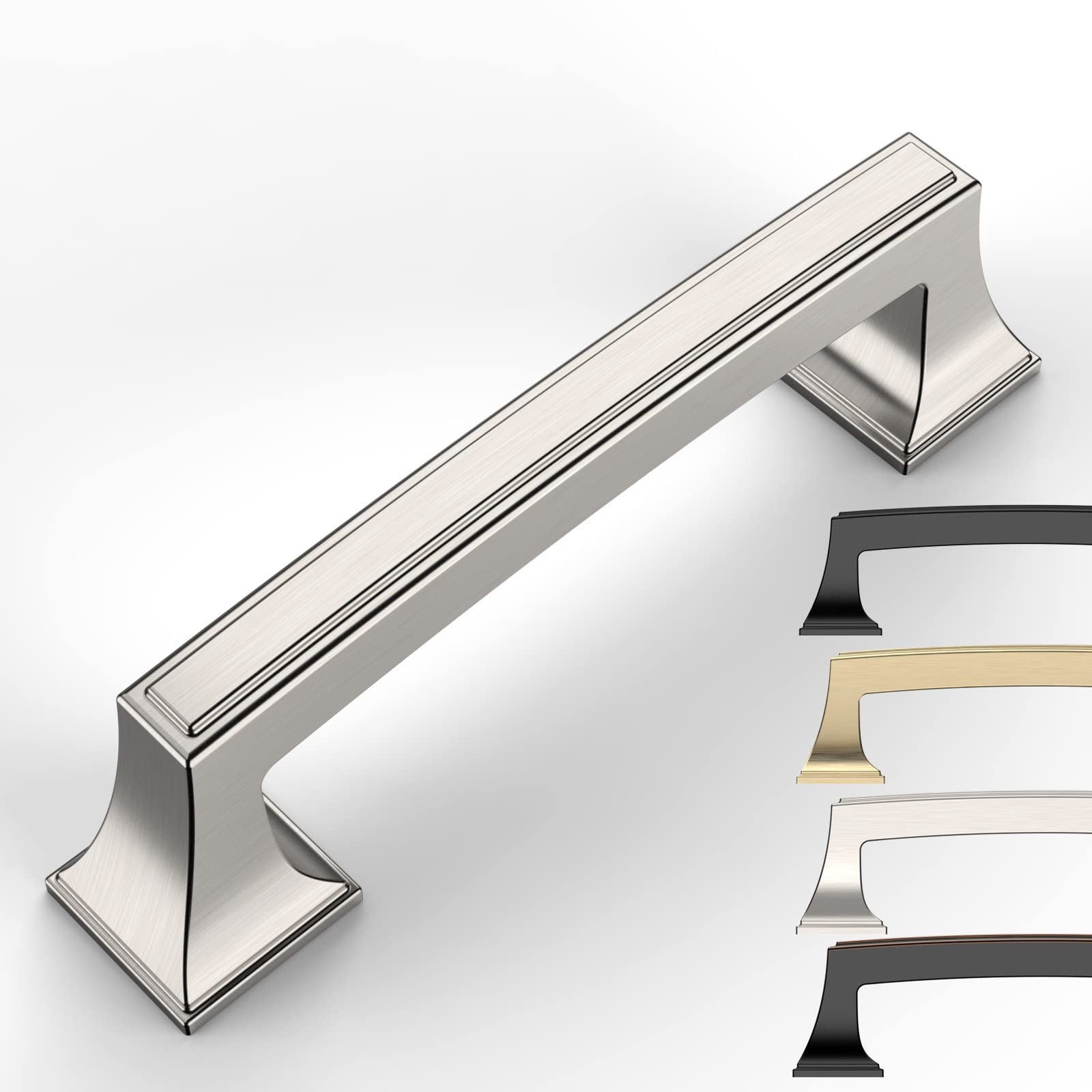 9Build 10 Pack 3-3/4 Inch Brushed Satin Nickel Cabinet Handles & Drawer Pulls - Durable Kitchen Cabinet Hardware for Cabinets, Cupboards & Furniture (Perfect for Home Renovation & DIY Projects)