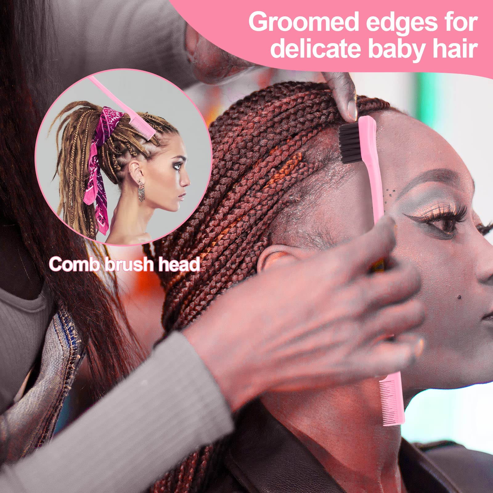 Premium Crochet Hooks Set for Passion Twist Hair Extensions - 2 Needles, Edge Brush, Bristle Brush, Rat Tail Comb & 3 Alligator Clips | Professional Hair Styling Tools for Braiding, Locs, and Protective Hairstyles at Home or Salon