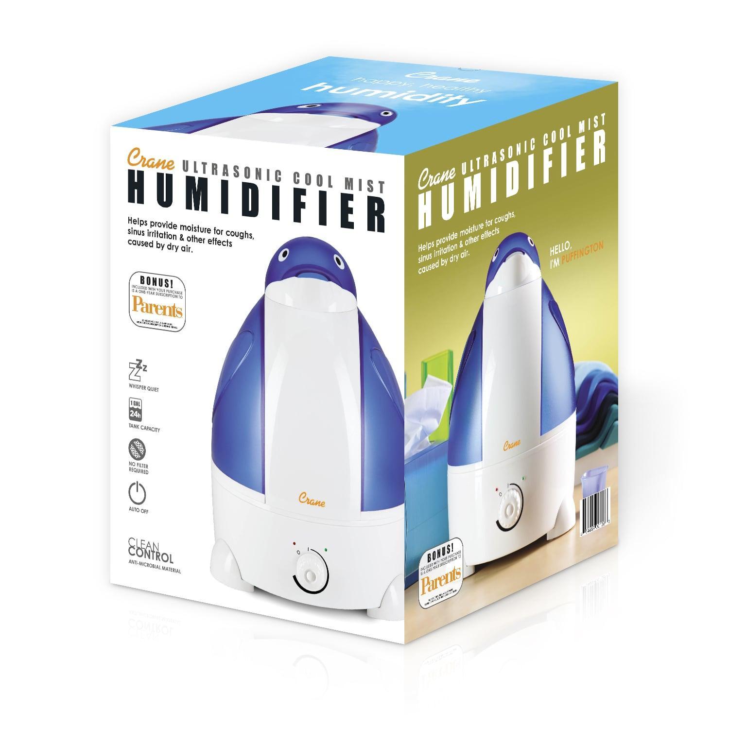Crane Adorables Ultrasonic Cool Mist Humidifier for Baby Nursery, Bedroom & Office - Quiet Air Humidifier with Night Light, Auto Shut-Off - Perfect for Dry Air Relief, Allergies & Better Sleep