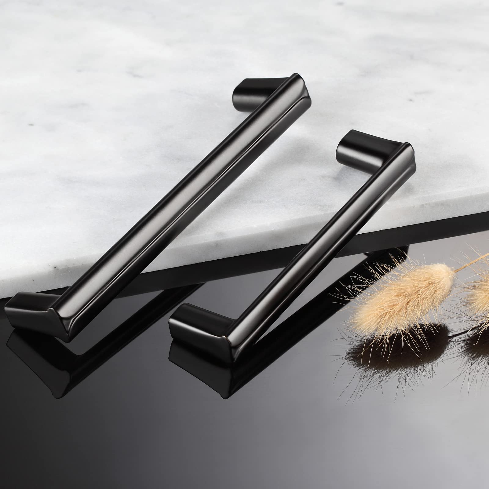 10 Pack Matte Black Cabinet Handles - 5-3/4 Inch Length (5 Inch Hole Spacing) Heavy Duty Kitchen Cabinet Pulls & Drawer Handles - Perfect for Modern Home, Office & RV Cabinets
