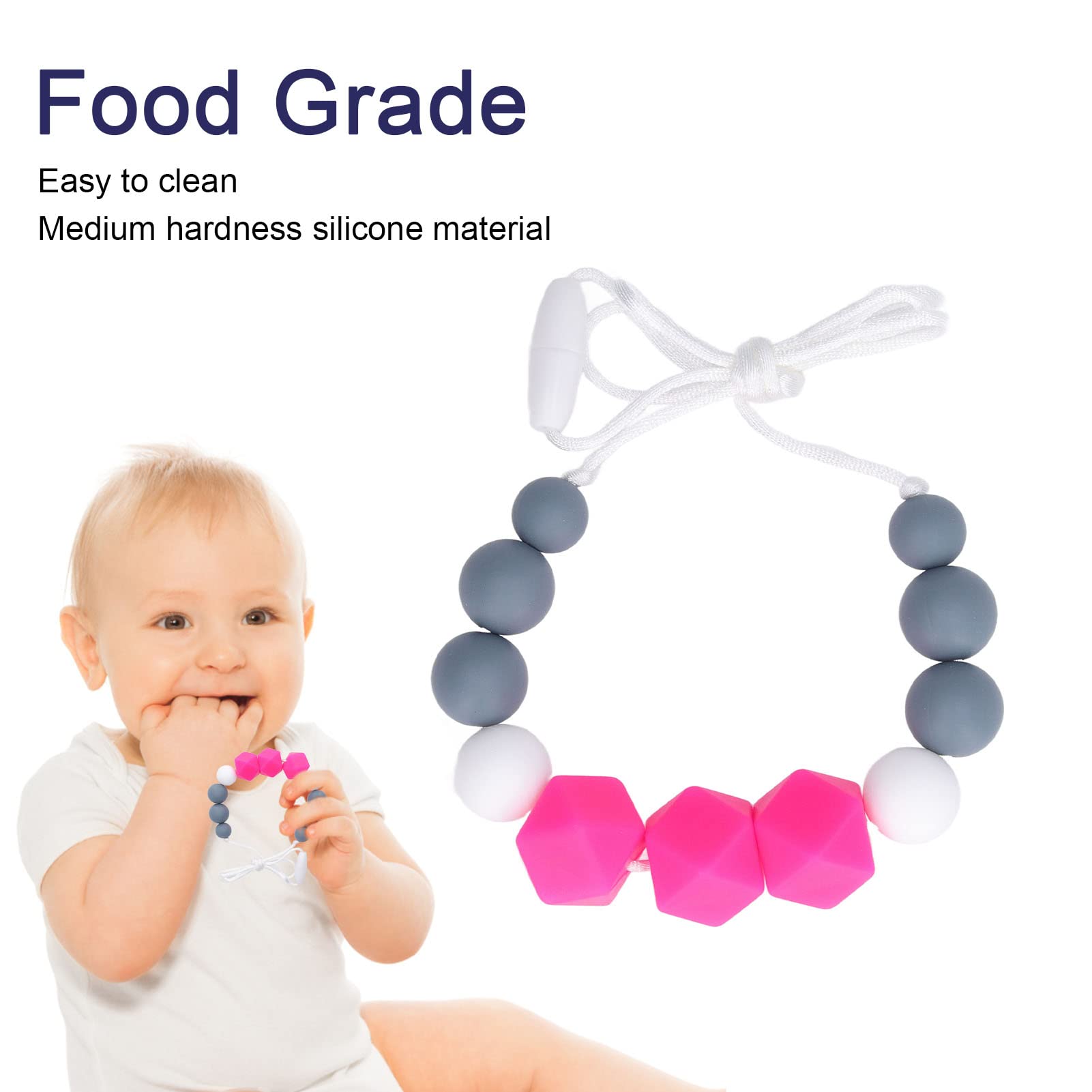 Organic Silicone Teething Necklace for Babies - Safe Chewable Rose Red Teether for Soothing Sore Gums, BPA-Free Nursing Jewelry for Moms | Perfect for On-the-Go Pain Relief & Fashionable Parenting Accessory