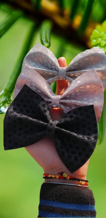 Luxury Satin Scrunchies & Big Bow Hair Clips for Girls - Unisex Hair Accessories with Grosgrain Ribbon, Alligator Clips & Unicorn Design (Pack of 2) - Perfect for School, Parties, Weddings & Everyday Styling