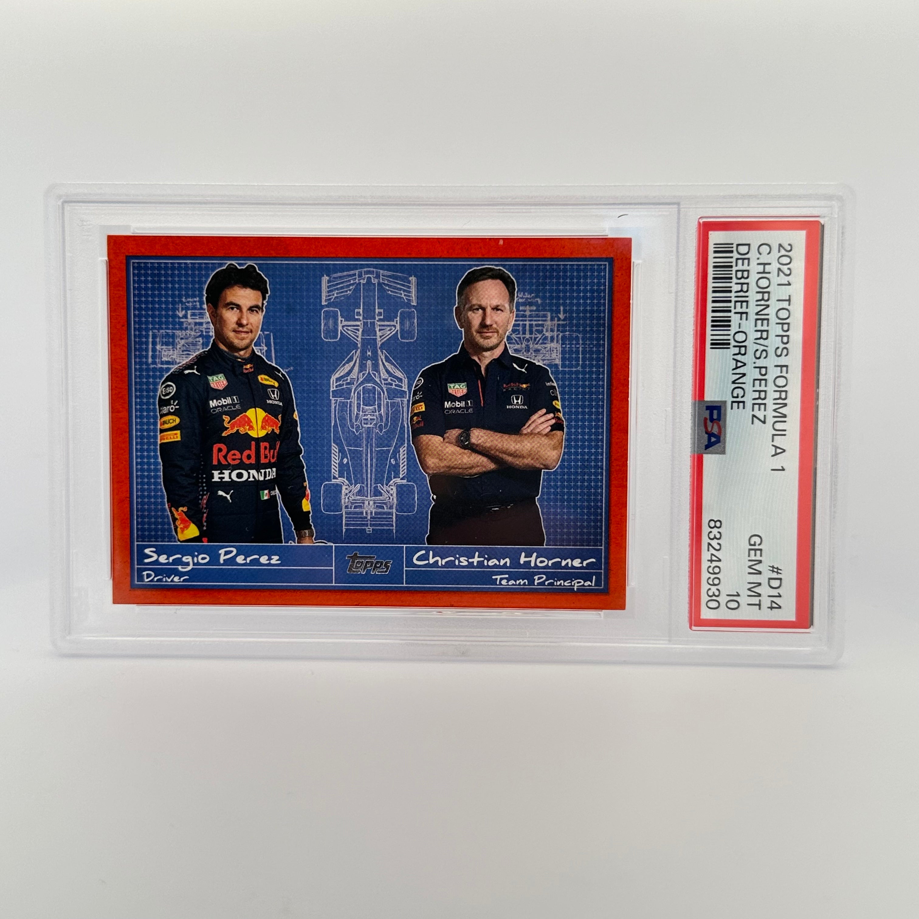 PSA 10 2024/25 Sergio Perez & Christian Horner F1 Debrief #D14 Orange - Perfect for F1 Collectors, Racing Fans, and Memorabilia Displays
