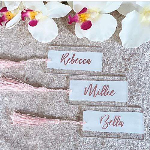 20 Pack Clear Acrylic Place Cards for Weddings - Blank Rectangular Name Cards with Hole | Perfect for Handwritten Calligraphy, Seating Escort Cards & DIY Crafts (3.5x2 Inch) | Ideal for Wedding Reception, Bridal Shower & Event Table Decorations