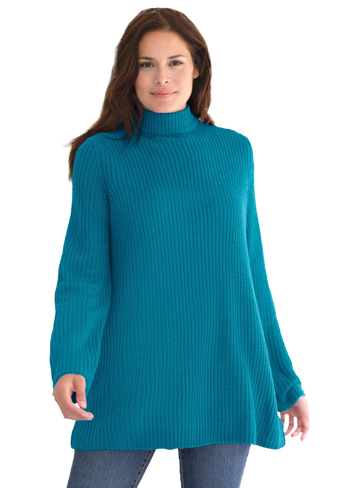 Woman Within Women's Plus Size Pullover Shaker Swing Sweater - Cozy Knit Top for Casual Wear, Office & Fall Outfits