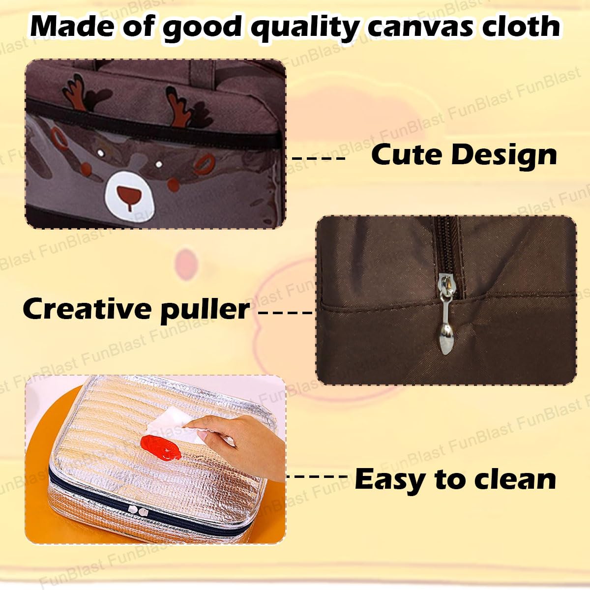 FunBlast Insulated Lunch Bag – Reusable & Leak-Proof Rectangle Lunch Box for Office, School, Picnics & Travel | Thermal Tiffin Carrier for Men & Women | Perfect for Meal Prep, Work Commutes & Outdoor Adventures (Brown)