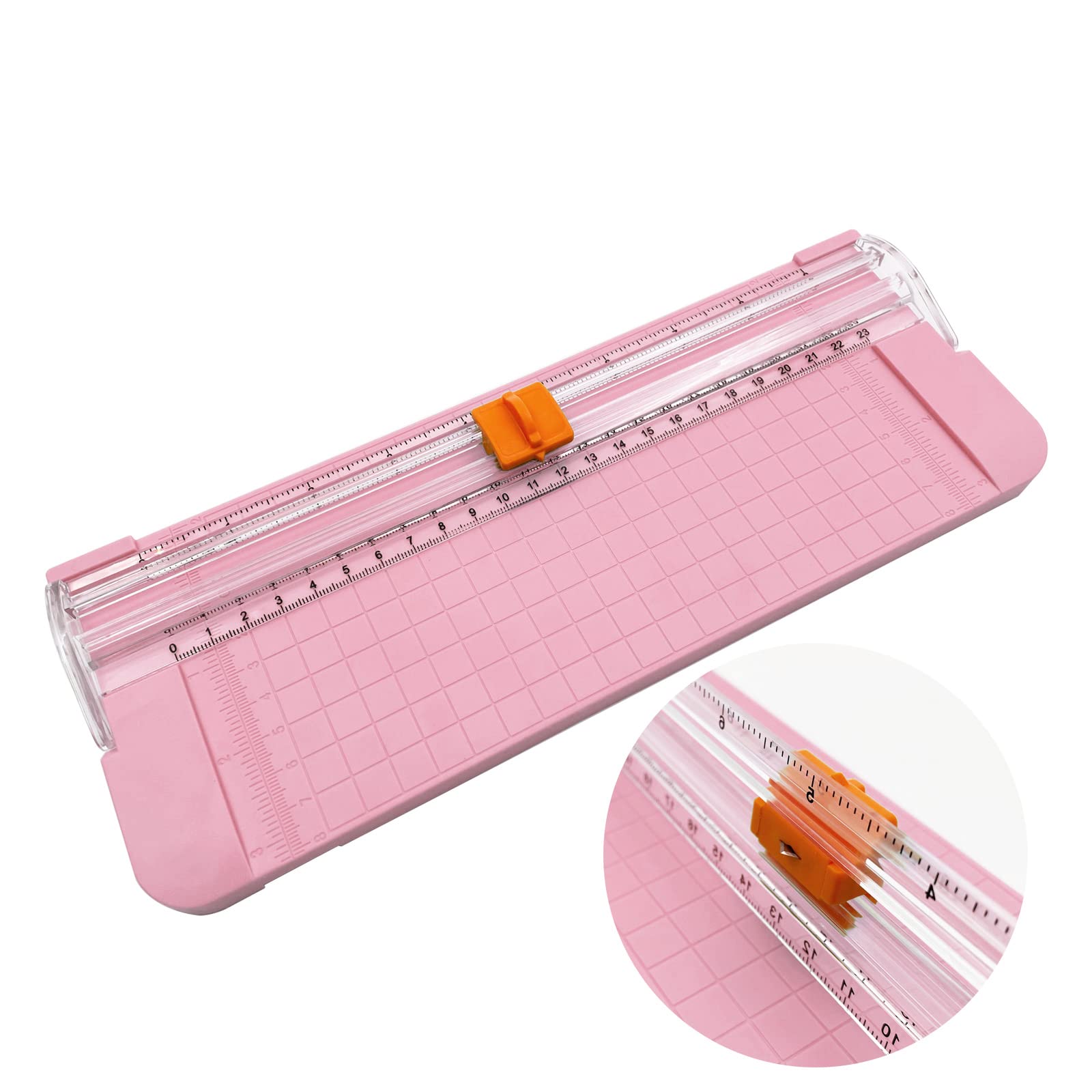 Portable A4 Paper Cutter with Safety Guard & Side Ruler - Straight Edge Trimmer for Scrapbooking, Craft Paper, Photos, Labels, Cardstock (Pink) | Perfect for Office, School, and DIY Projects