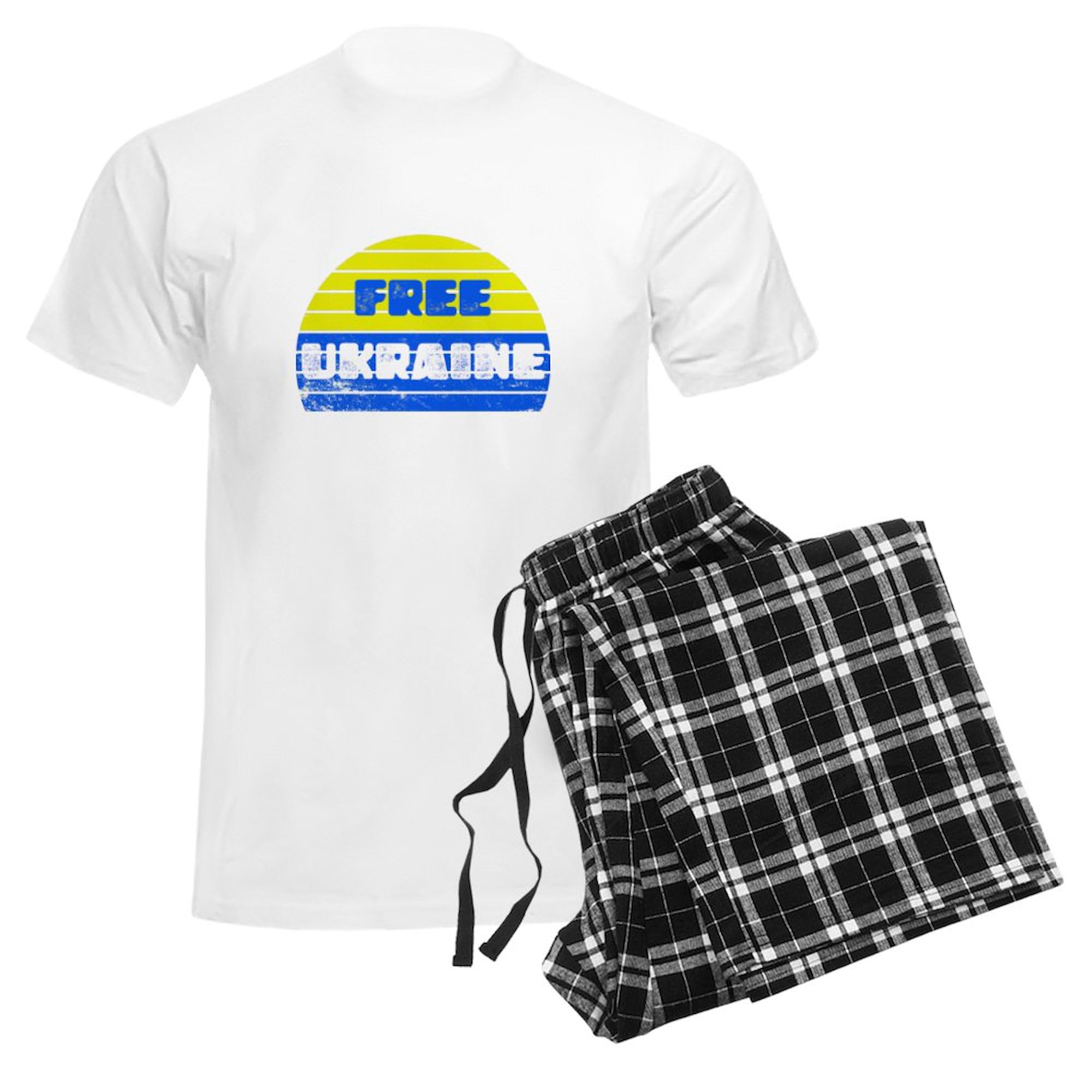 Free Ukraine Men's Novelty Light Pajama Set - Comfortable Sleepwear for Lounge & Sleep | Patriotic Pajamas for Home, Travel & Gifts