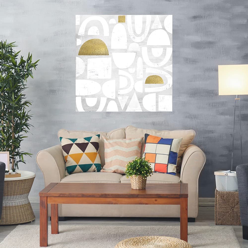 Premium Gold Code Canvas Wall Art by Nikki Chu - 22x22 Inch Ready to Hang Painting for Living Room, Bedroom, Office Decor | Modern Abstract Artwork for Home & Commercial Spaces
