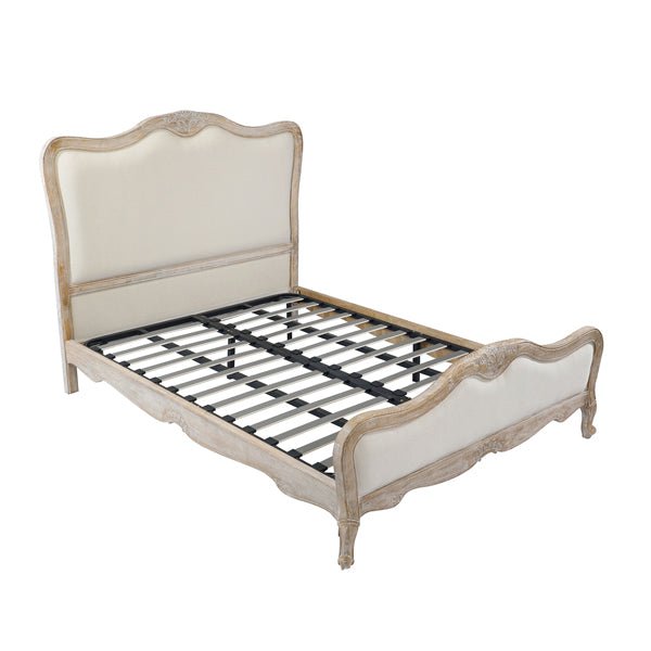 Bedzy Luxe 4-Piece Queen Bedroom Suite Set - White Washed Finish | Complete Bedroom Furniture Package for Master Bedroom or Guest Room