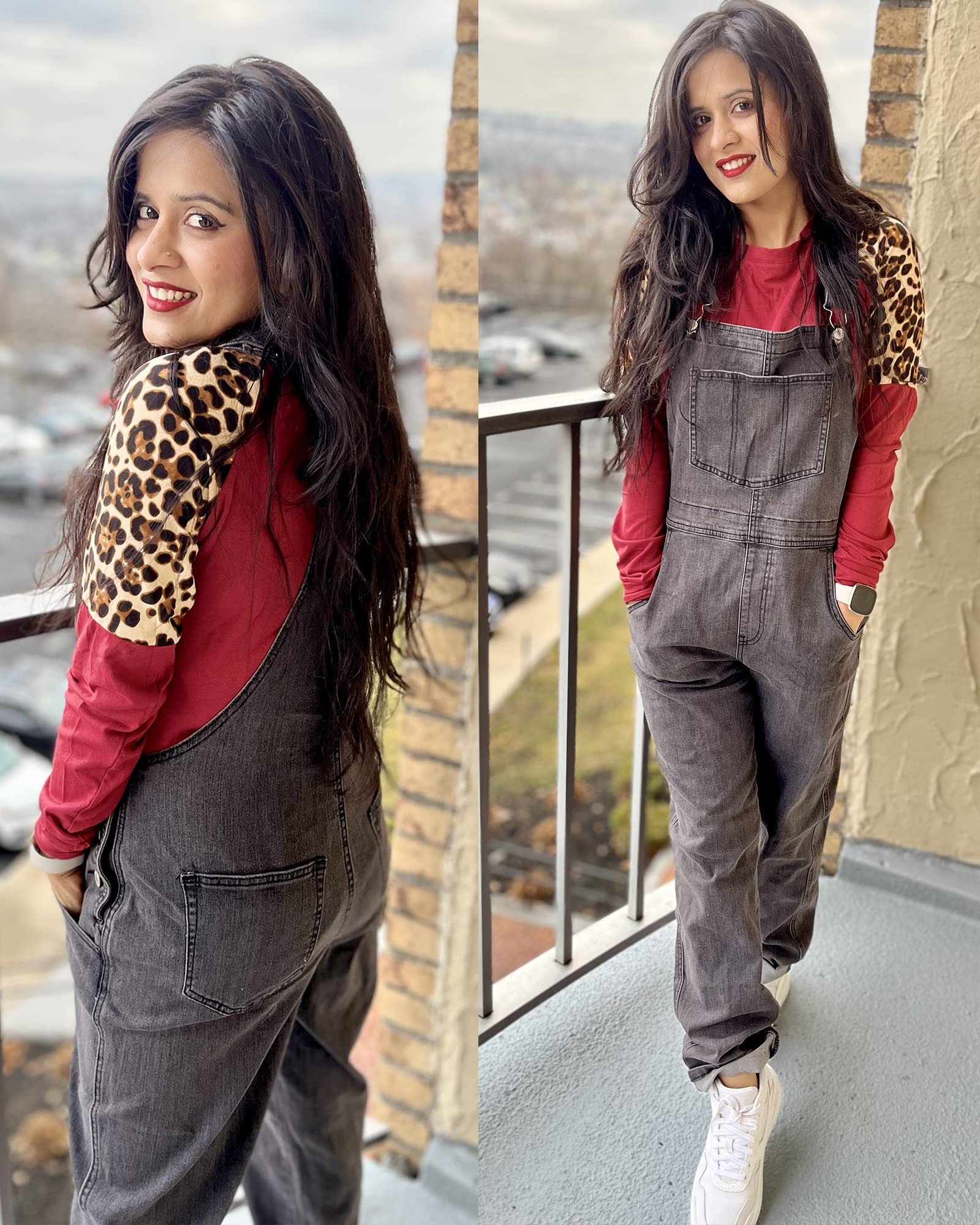 Luvamia Women's Casual Stretch Denim Overalls - Adjustable Bib Jumpsuit with Pockets | Comfortable & Stylish for Everyday Wear, Outdoor Activities & Work
