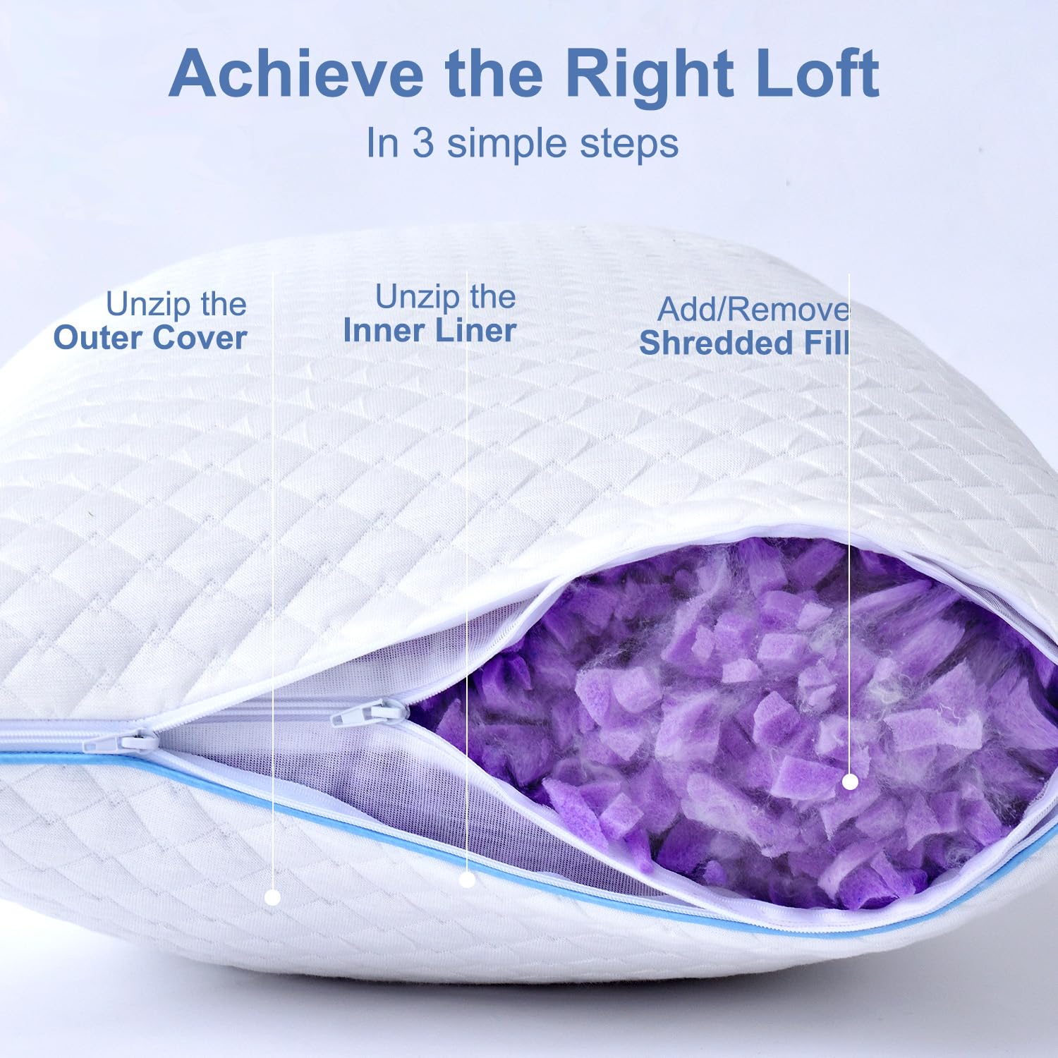 Cooling Memory Foam Pillows 2-Pack - Adjustable Firm Support for Side & Back Sleepers - Bed & Travel Use