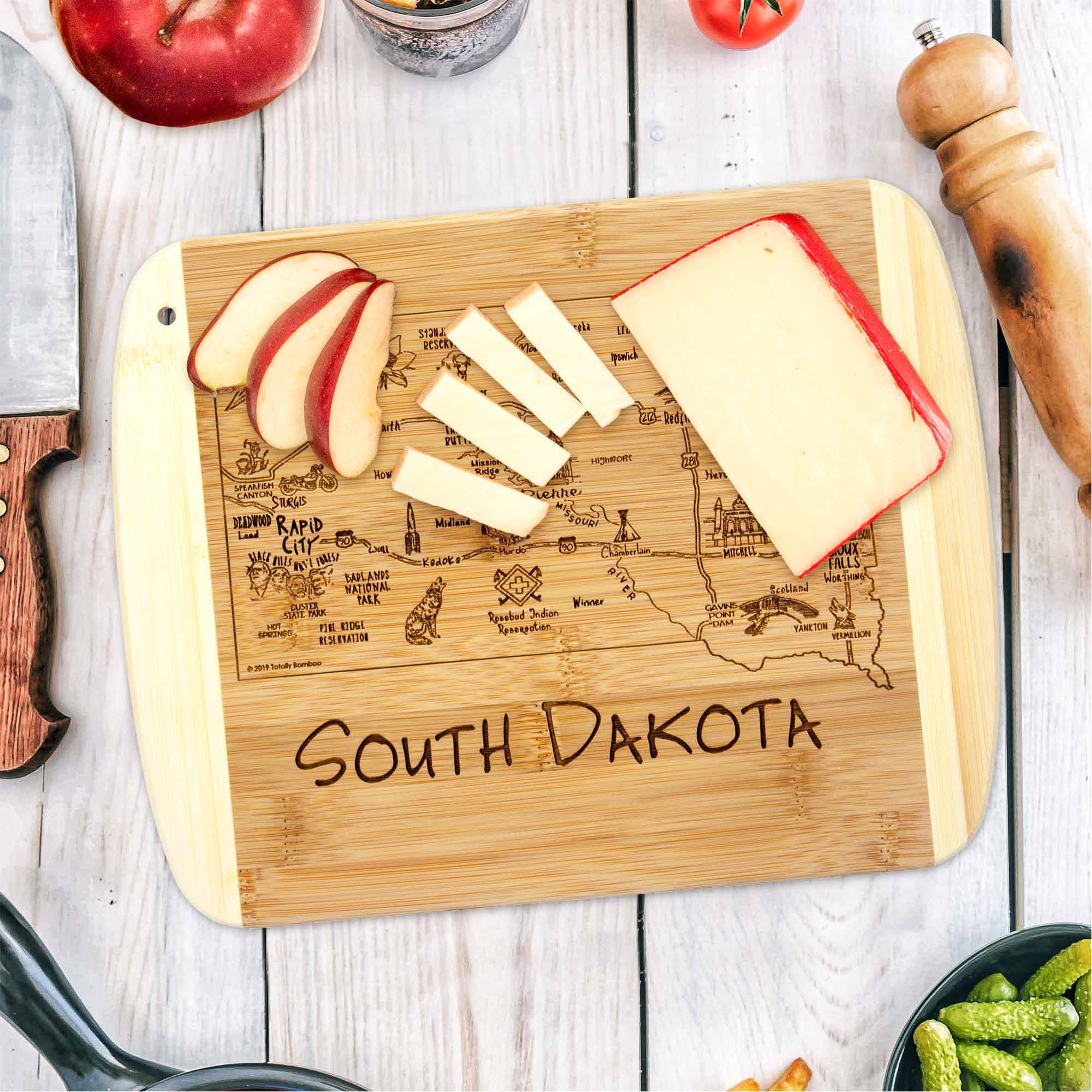 Premium South Dakota Themed Wooden Cutting Board - 11