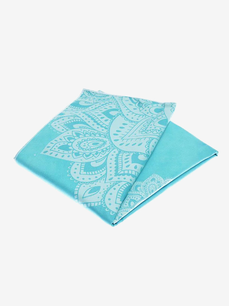 Yoga Design Lab Non-Slip Mandala Turquoise Yoga Mat Towel - Premium Eco-Friendly Yoga Accessory for Hot Yoga, Pilates & Home Workouts