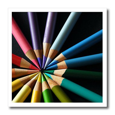 3dRose Colored Pencils Color Wheel Iron-On Heat Transfer - 6x6 Inch for T-Shirts, Tote Bags & DIY Crafts | Perfect for Artists, Teachers & Craft Enthusiasts