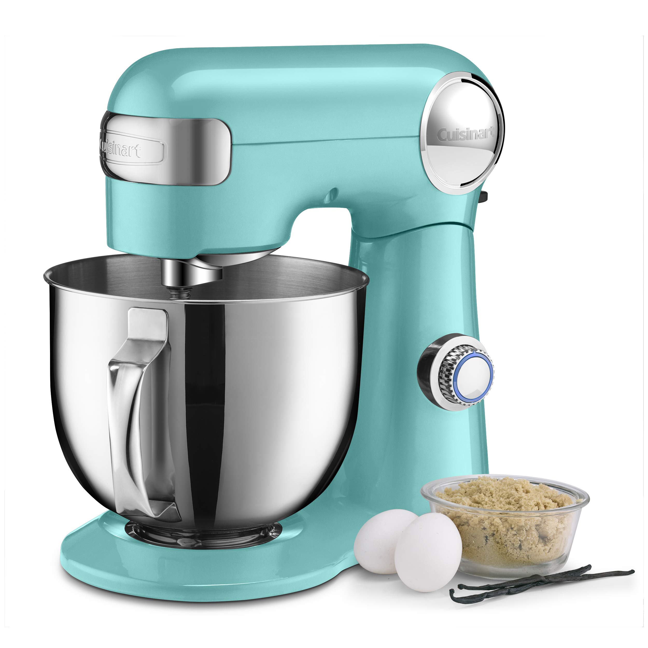 Cuisinart SM-50TQ 5.5 Quart Stand Mixer - Manual Mixer with Robbin's Egg Blue Finish & Fresh Fruit/Ice Cream Maker Attachment - Perfect for Baking, Dough Kneading & Homemade Ice Cream - White