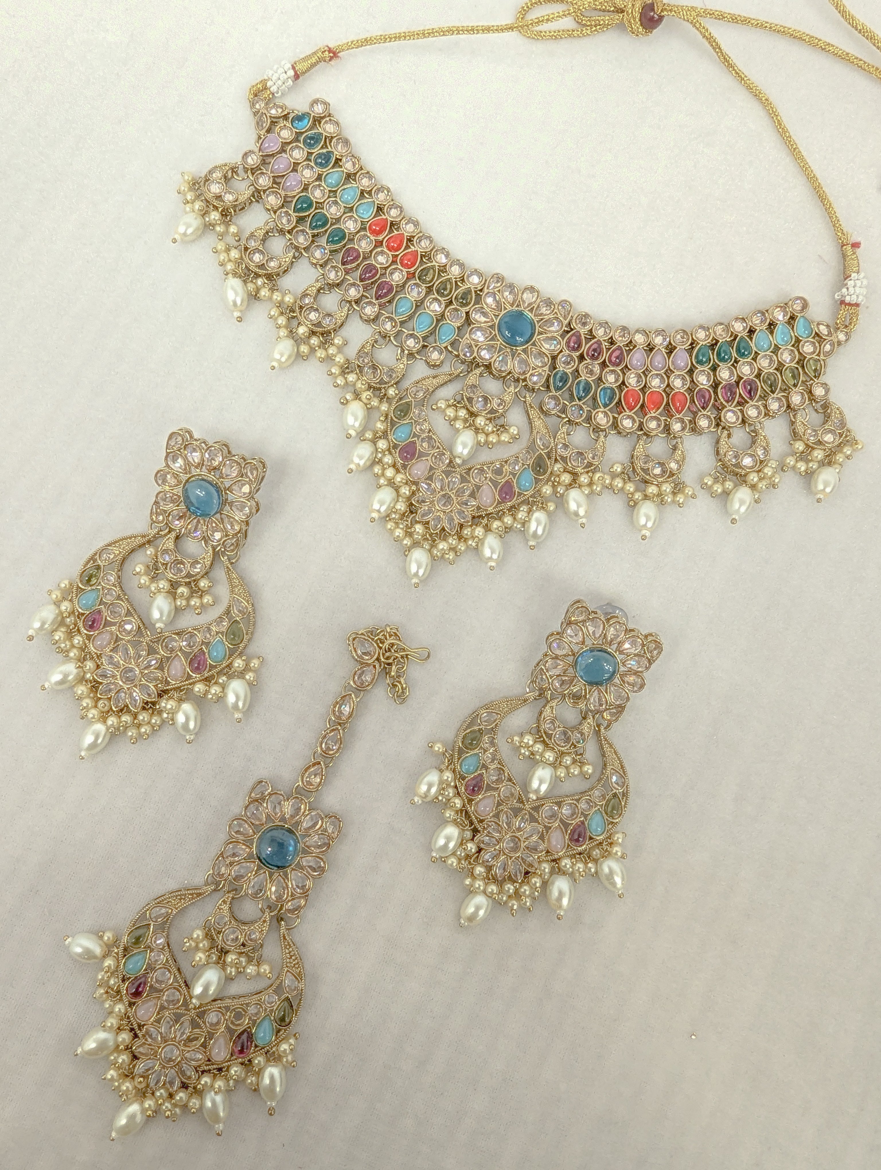 TISHA POLKI Full Set Jewelry - Exquisite Indian Bridal Necklace Set with Earrings for Weddings, Parties & Special Occasions