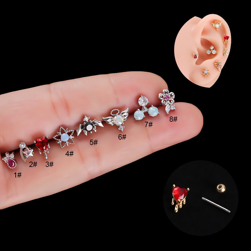 20G Cartilage Tiny Stud Earrings - Star & Bat Design Hypoallergenic Piercing Jewelry for Women | Perfect for Daily Wear, Parties & Gifts