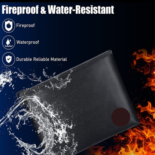 Fireproof & Waterproof Document and Money Safe Storage Bag - Protect Important Papers, Cash, and Valuables from Fire and Water Damage - Ideal for Home, Office, Travel, and Emergency Preparedness