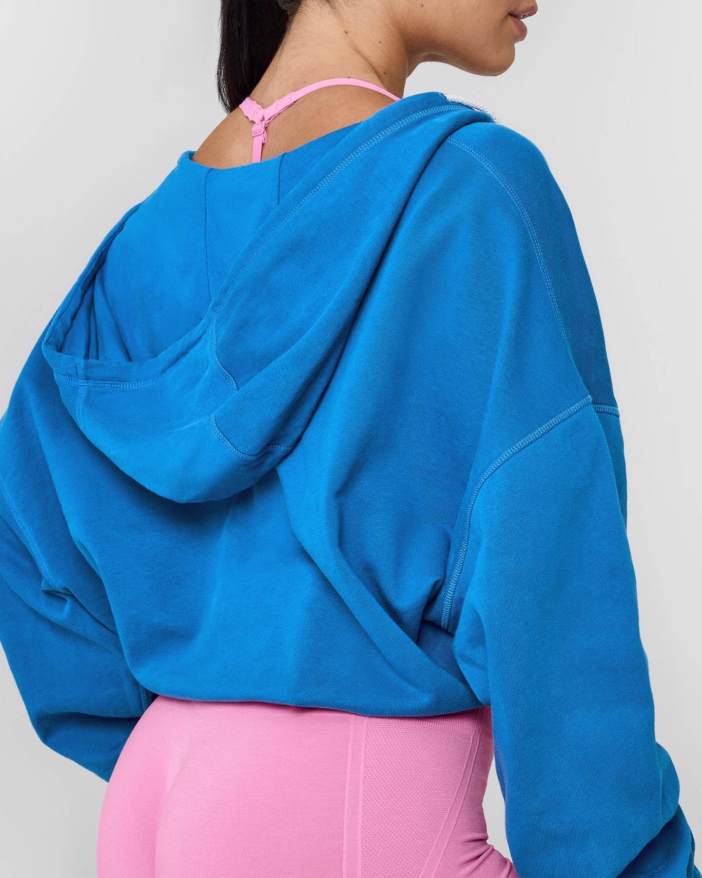 Raw Lounge Oversized Zip Through Hoodie with Graphic Print | Retro Blue Color | Perfect for Casual Wear, Street Style & Loungewear