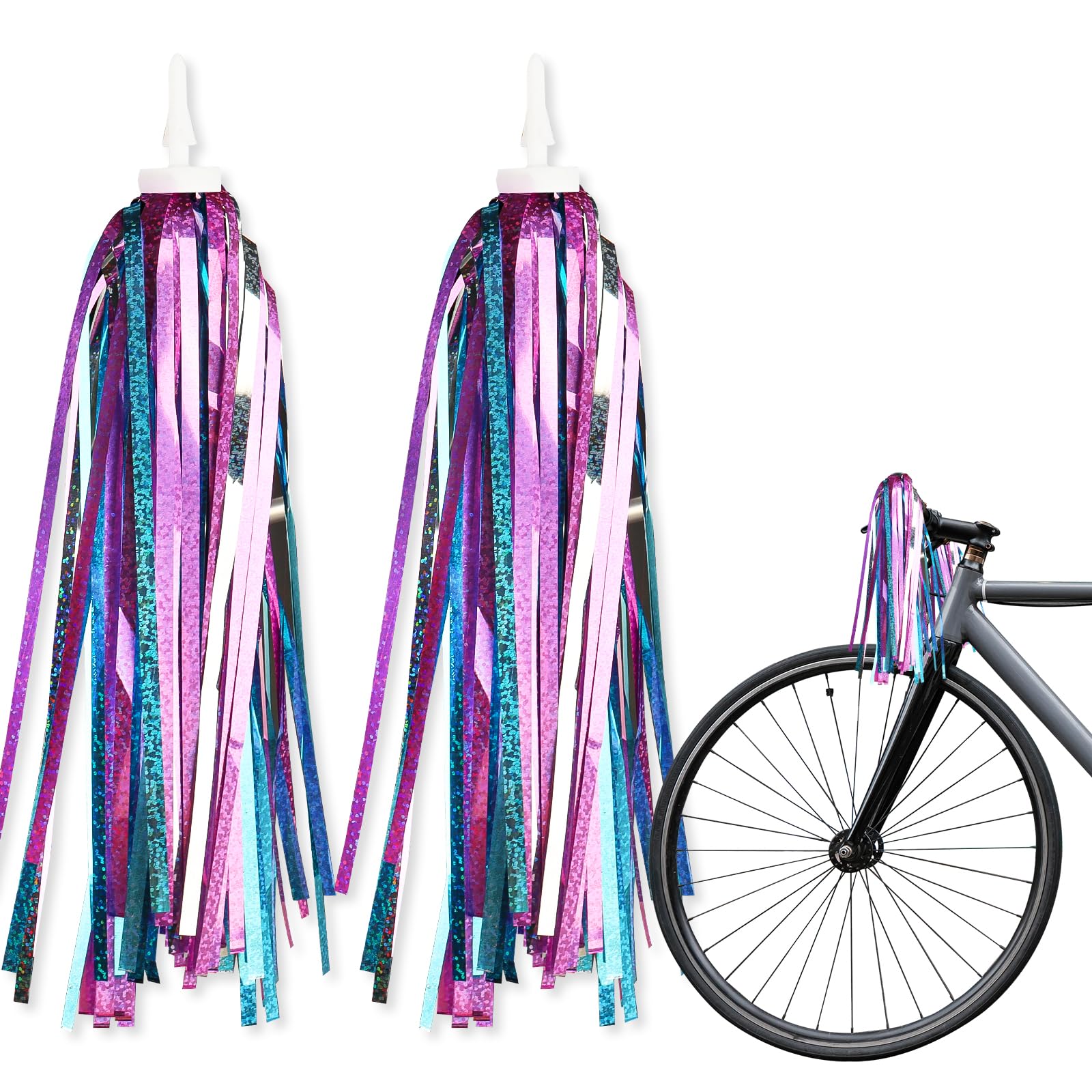 Colorful Rainbow Bike Streamers - Vibrant Handlebar Tassels for Bicycle Decorations | Perfect for Kids Bikes, Birthday Gifts & Holiday Cycling Accessories